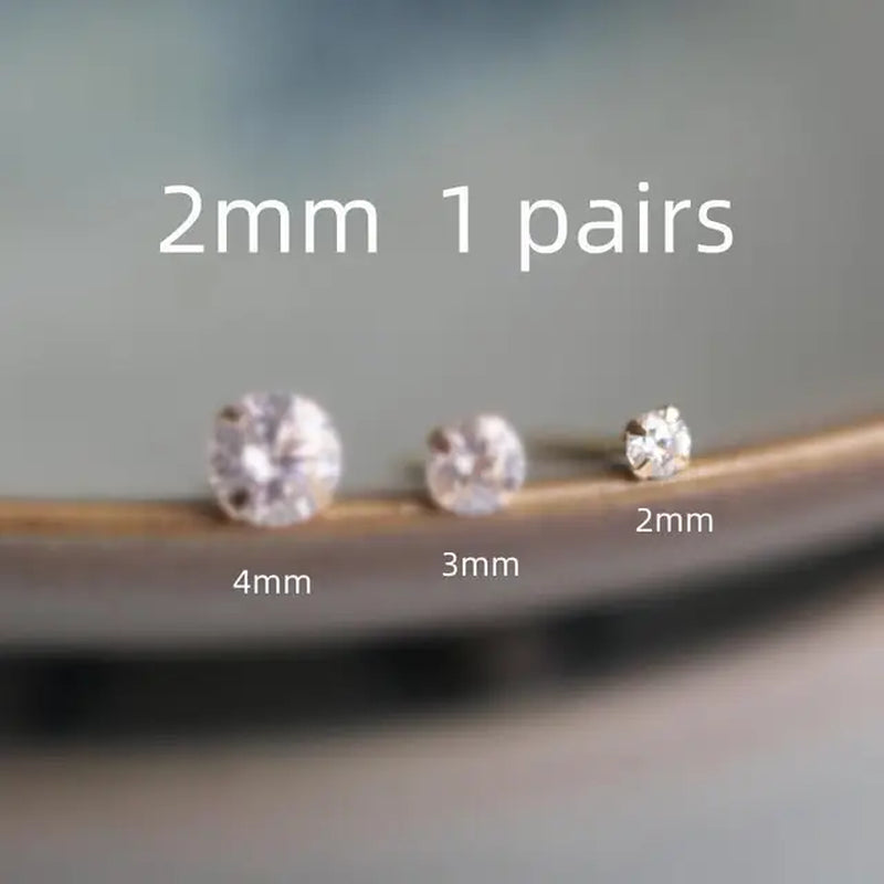 14 K Gold Crystal Earring for Women, Mini Dainty Simple Style, Small Stud Earrings, Jewelry Gift, Kj50-Gennys fashion