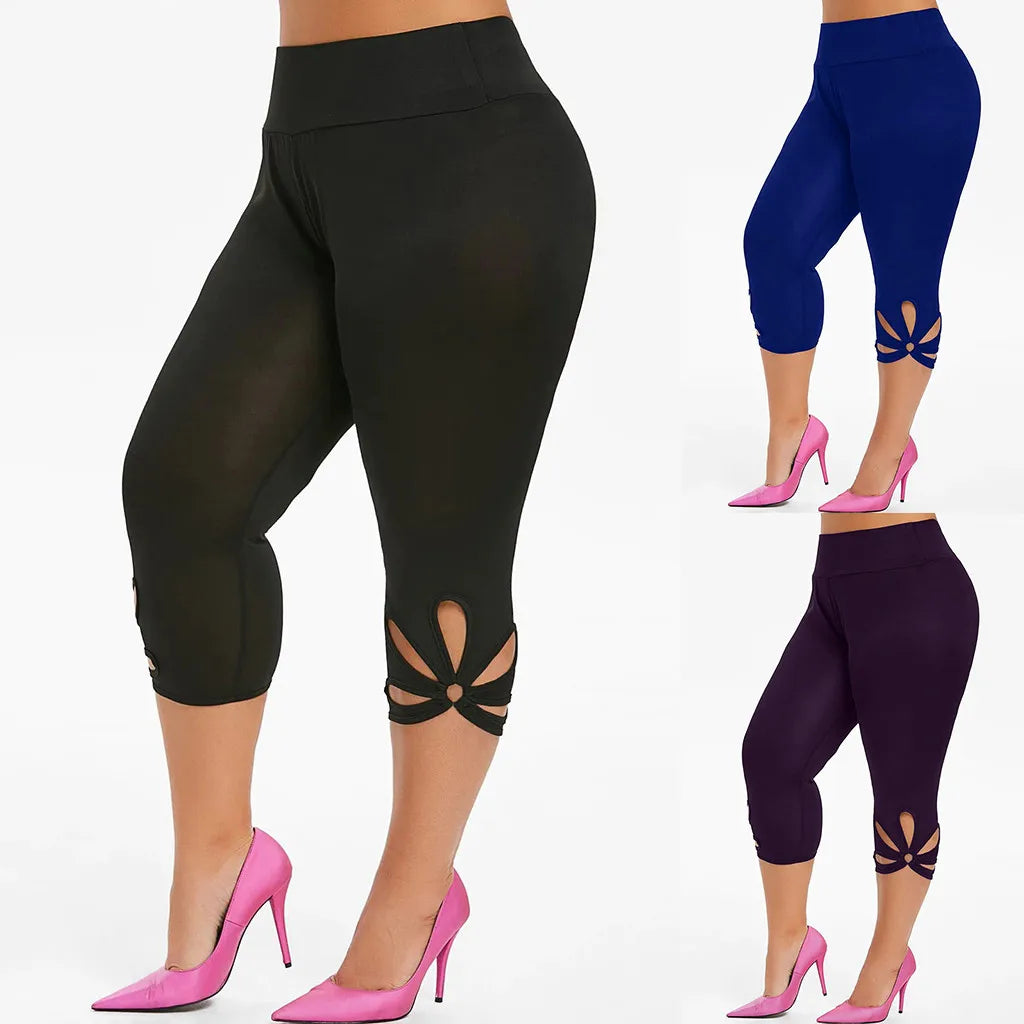 Women'S Leggings Spring and Summer Elastic High Waist Slim Seamless Leggings Hollow Out Casual Fitness Pants plus Size 5XL-Gennys fashion