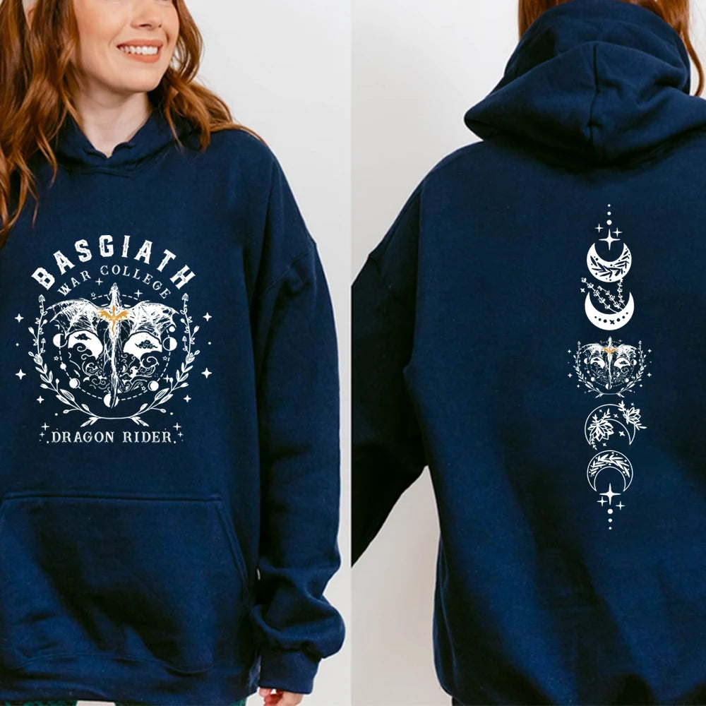 Fourth Wing Hoodie Basgiath War College Hooded Dragon Rider Sweater the Empyrean Series Sweatshirt Unisex Casual Hoodies-Gennys fashion
