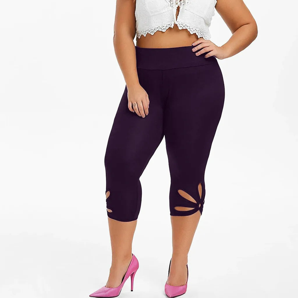 Women'S Leggings Spring and Summer Elastic High Waist Slim Seamless Leggings Hollow Out Casual Fitness Pants plus Size 5XL-Gennys fashion