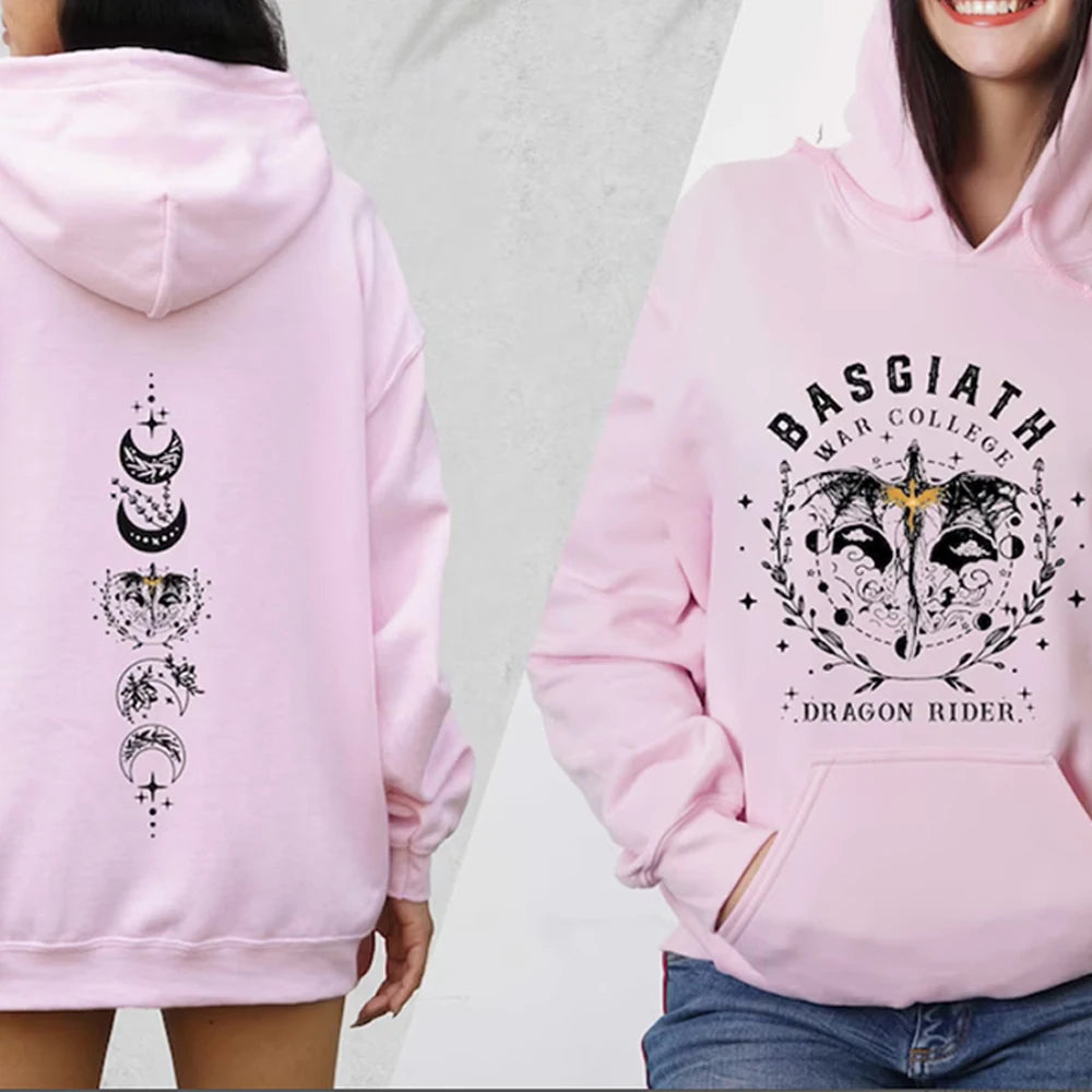 Fourth Wing Hoodie Basgiath War College Hooded Dragon Rider Sweater the Empyrean Series Sweatshirt Unisex Casual Hoodies-Gennys fashion