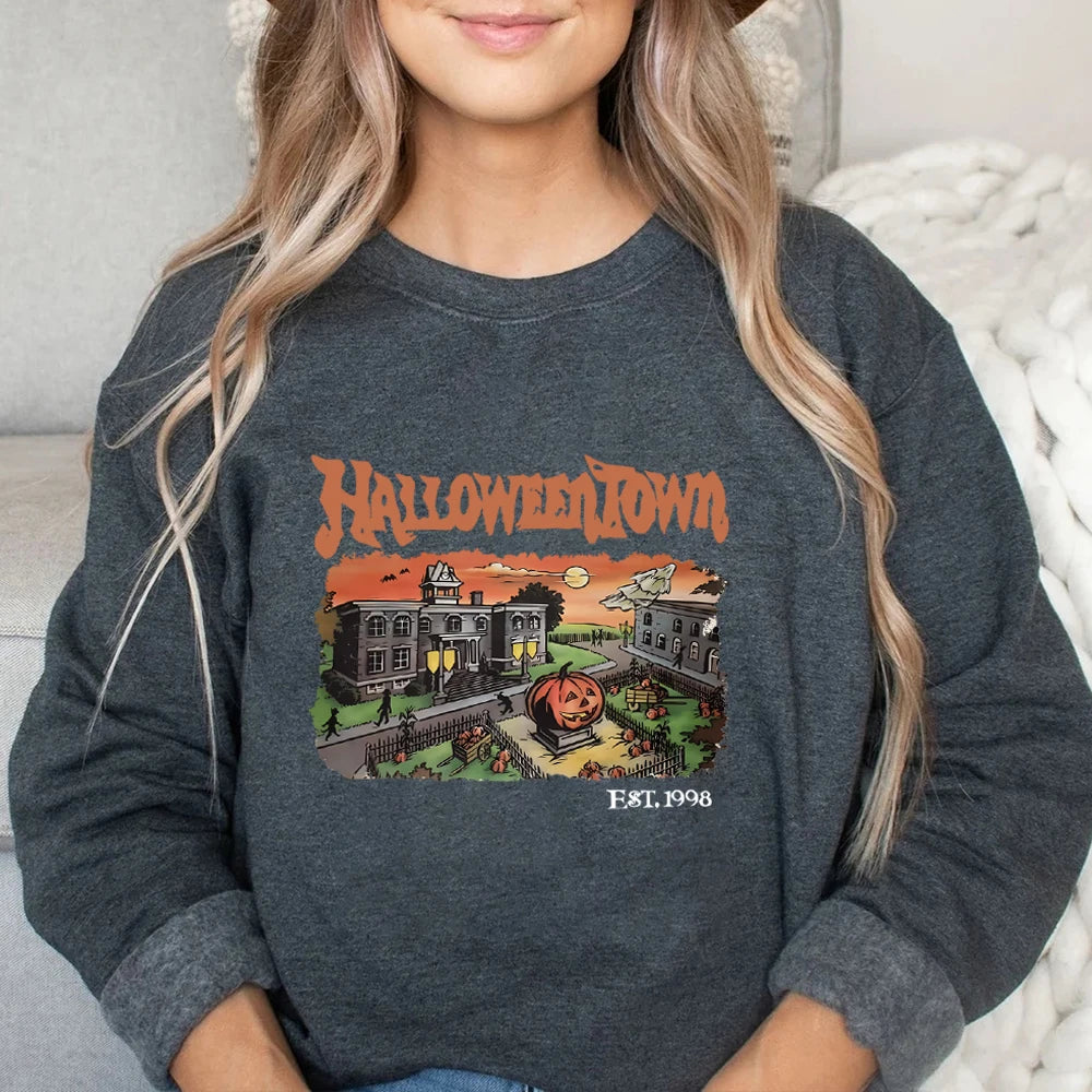 Retro Halloweentown 1998 Crewneck Sweatshirt Halloween Shirt Funny Halloween Party Sweater Fall Pumpkin Tshirts Halloween Gift-Gennys fashion
