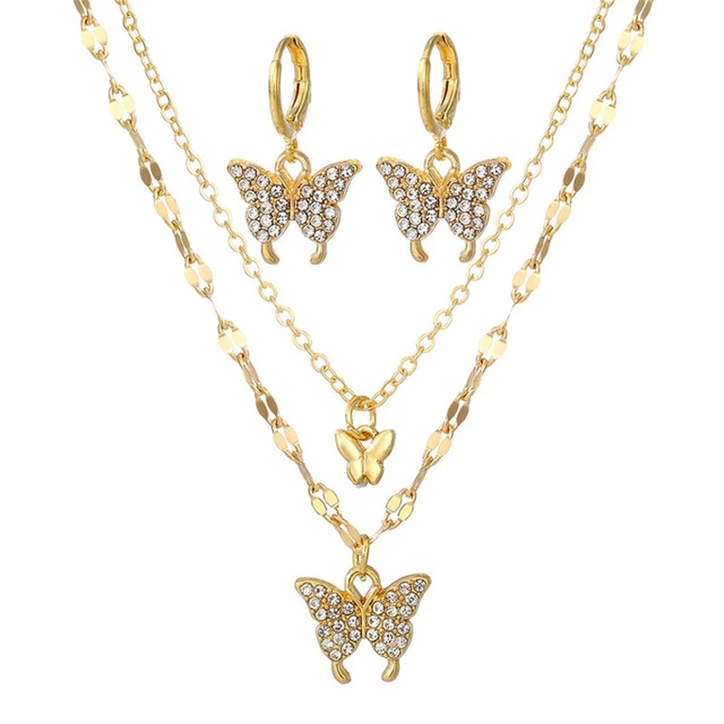 Butterfly Pendant Jewelry Set-Gennys fashion