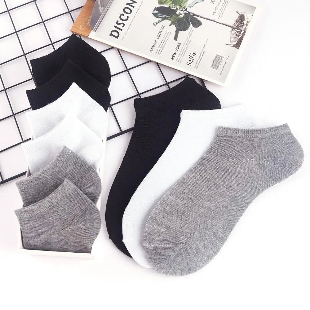 10 Pairs and 5Pairs Women'S Socks Solid Color White Black Ankle Socks Breathable Sports Comfortable Cotton Floor Socks for Women-Gennys fashion