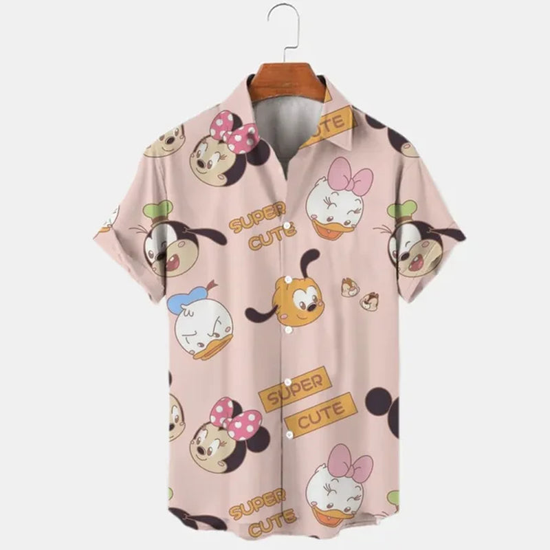 Disney Mickey Mouse Hawaiian Shirt 3D Printed Floral Temperament Men'S Shirt Summer Fashion Street Trend Vintage Boutique-Gennys fashion
