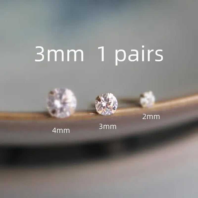 14 K Gold Crystal Earring for Women, Mini Dainty Simple Style, Small Stud Earrings, Jewelry Gift, Kj50-Gennys fashion