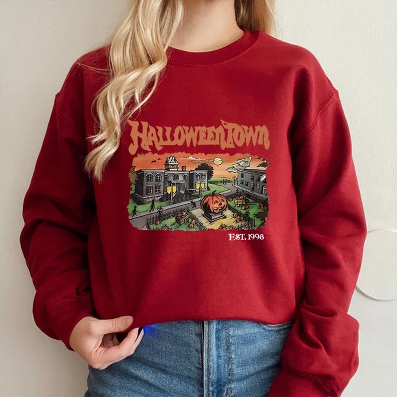 Retro Halloweentown 1998 Crewneck Sweatshirt Halloween Shirt Funny Halloween Party Sweater Fall Pumpkin Tshirts Halloween Gift-Gennys fashion