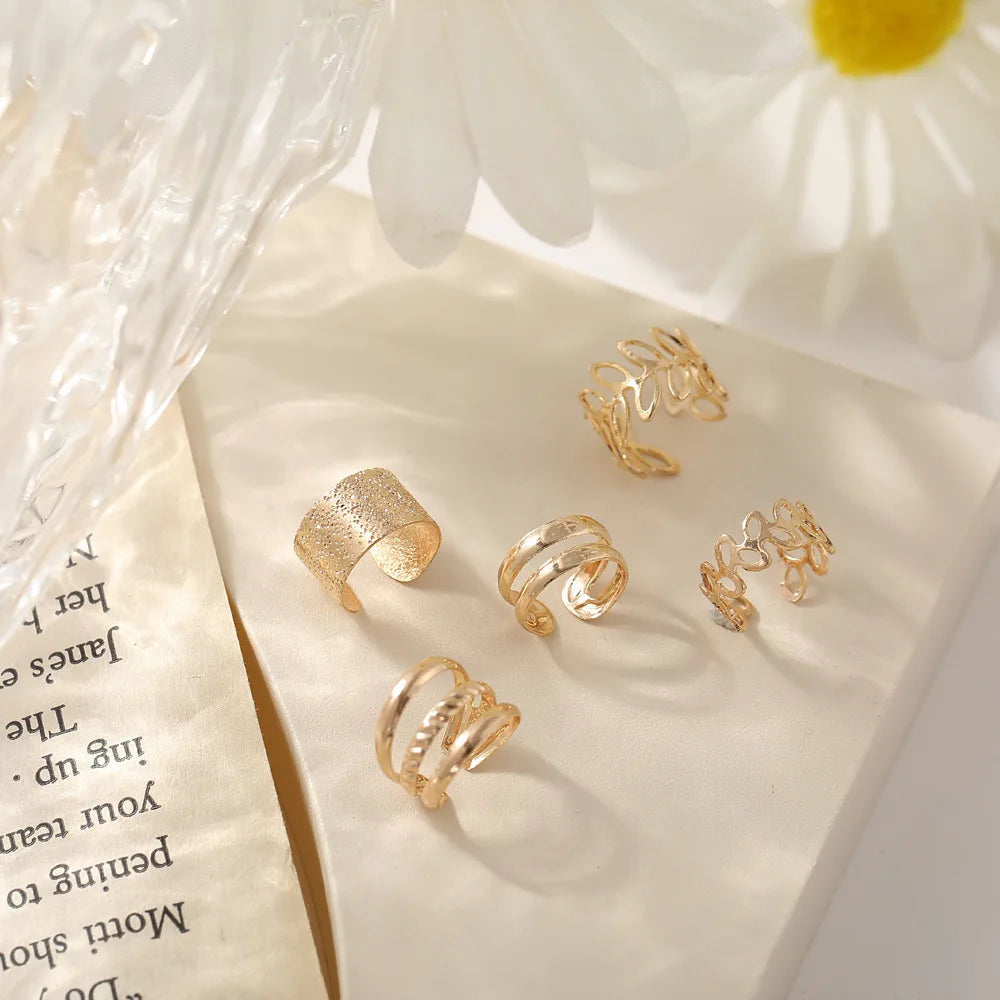 Gold Silver Color Leaves Clip Earrings for Women Creative Simple C Butterfly Ear Cuff Non-Piercing Ear Clip Set Trendy Jewelry-Gennys fashion