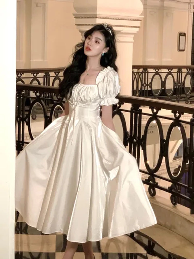 French Vintage Burgundy Evening Party Dress Women 2023 Summer Elegant Romantic Prom Vestidos Korean A-Line Graduation Dresses-Gennys fashion