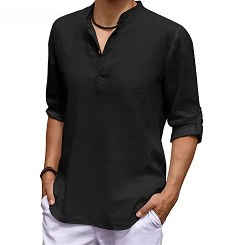 Men'S Shirts Casual Outdoors Basic Style Solid Color All-Match Long-Sleeved Thin Loose Blouse Male Spring Autumn Streetwear-Gennys fashion