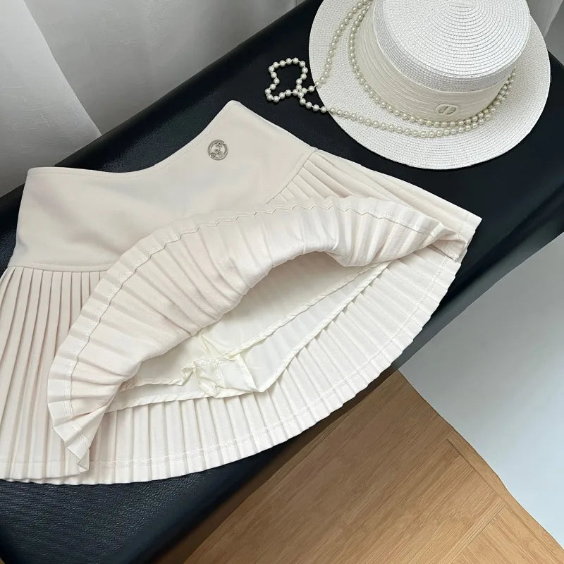 Women'S Woolen Pleated Short Skirt Autumn Winter American Korea Style Cheerleading Girl Straight A-Line High Waist Mini Skirt-Gennys fashion