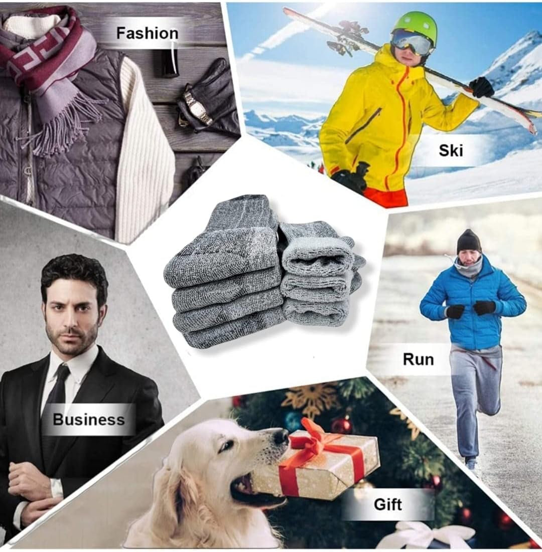 Merino Wool Socks for Men, Premium Quality, Breathable, Merino Blend, Thermal, Warm, Hiking Work and Ideal for Autumn and Winter-Gennys fashion