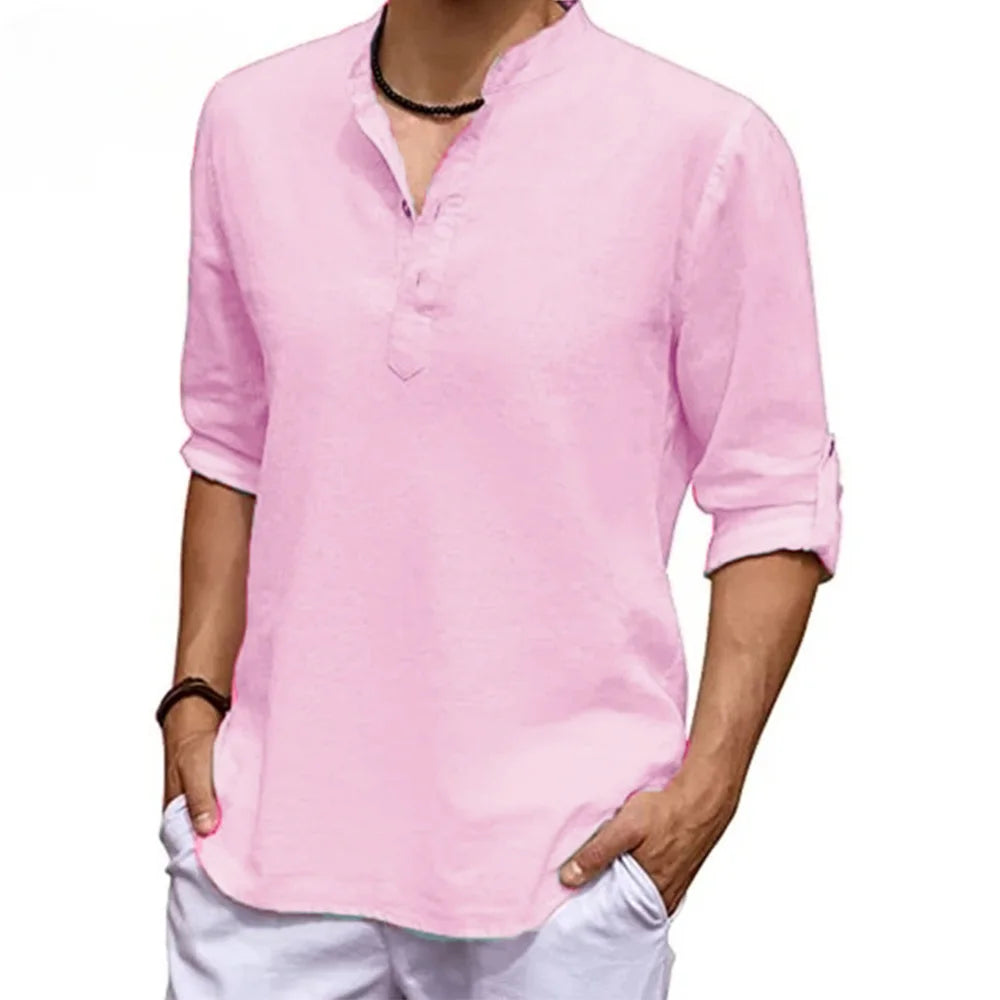 Men'S Shirts Casual Outdoors Basic Style Solid Color All-Match Long-Sleeved Thin Loose Blouse Male Spring Autumn Streetwear-Gennys fashion