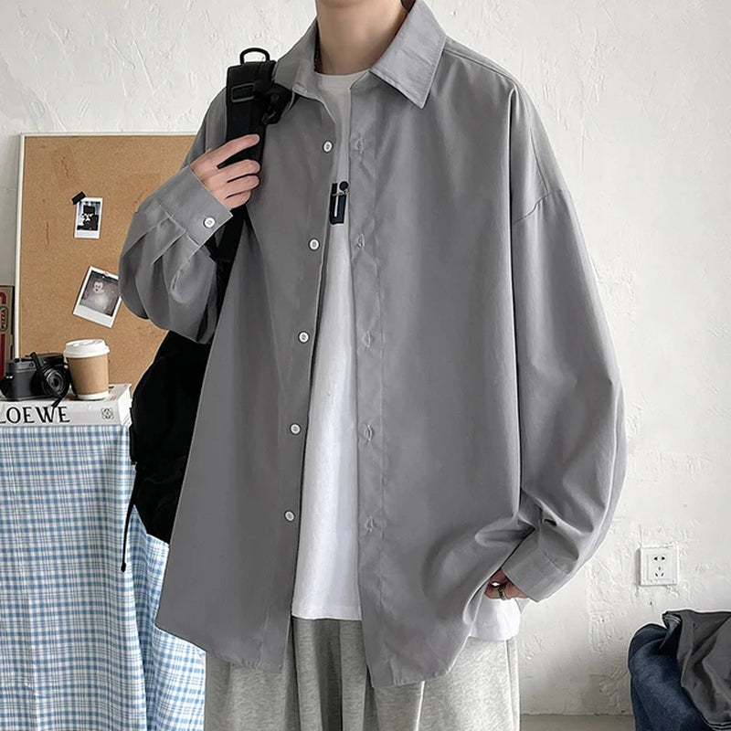 Men Korean Fashion White Long Sleeve Shirts 2023 Mens Harajuku Black Oversized Shirt Male Button up Shirts Blouses 5XL-Gennys fashion