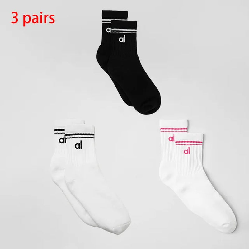 AL Fashion Yoga Sock Retro Cotton Sports Medium Long Socks Pilates Fitness Sports Four Seasons Socks Women'S Yoga Medium Sock-Gennys fashion