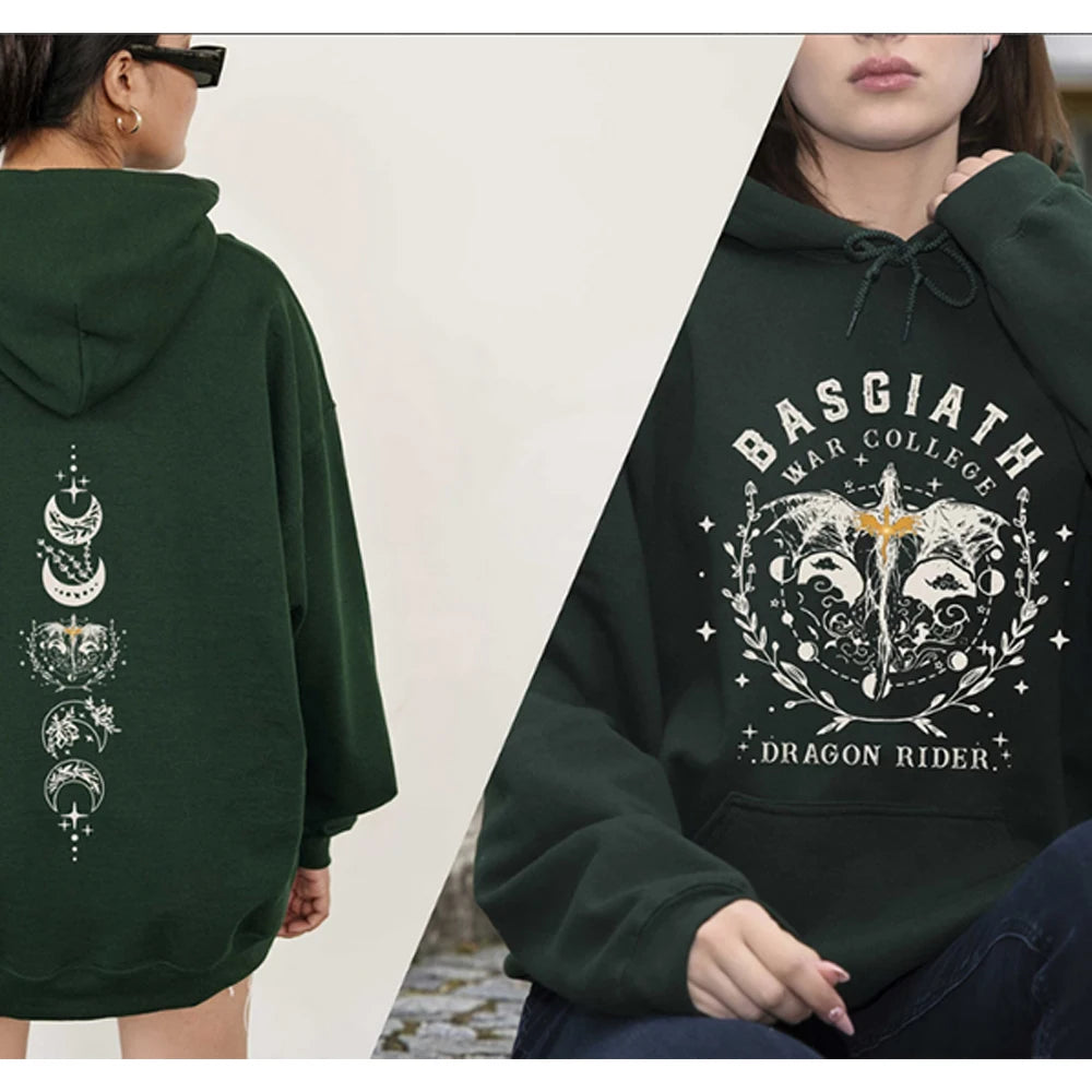 Fourth Wing Hoodie Basgiath War College Hooded Dragon Rider Sweater the Empyrean Series Sweatshirt Unisex Casual Hoodies-Gennys fashion