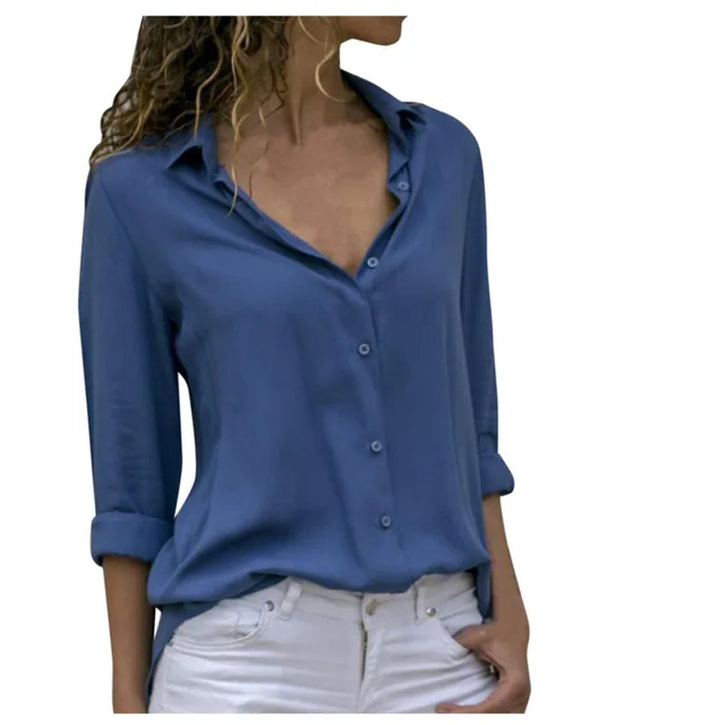 Spring Women White Chiffon Shirt Female Blouse Tops Long Sleeve Casual Turn-Down Collar Ol Style Women Loose Blouses Блузки @40-Gennys fashion
