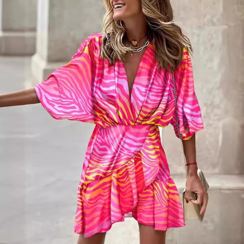 2024 Summer Women Boho Printed Long Shirts Elegant Dress Turn-Down Collar Long Sleeve Female Casual Evening Maxi Dresses Party D-Gennys fashion