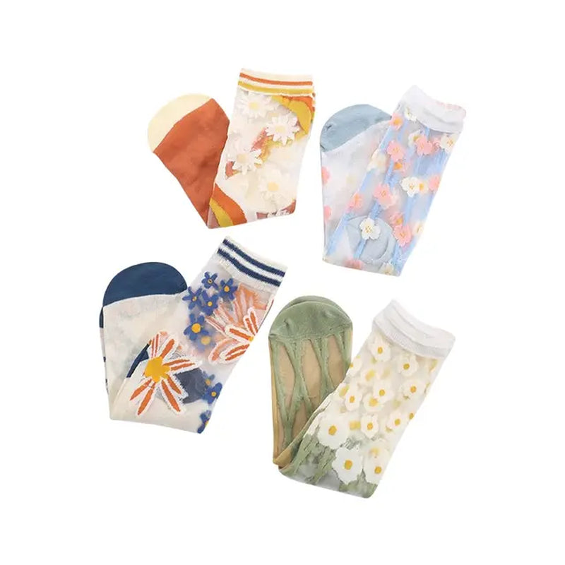 Ultra Thin Ice Silk Lace Socks