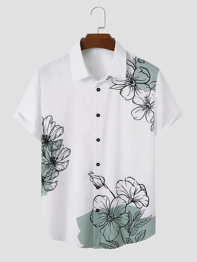 3D Printed Hawaiian Men'S Short Sleeved Shirt, Soft and Comfortable Clothing, Fashionable Floral Design; Summer New-Gennys fashion