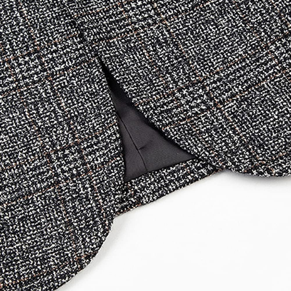 Mens Vintage Check Blazer Slim Fit 2 Buttons Business Casual Plaid Suit Jacket-Gennys fashion