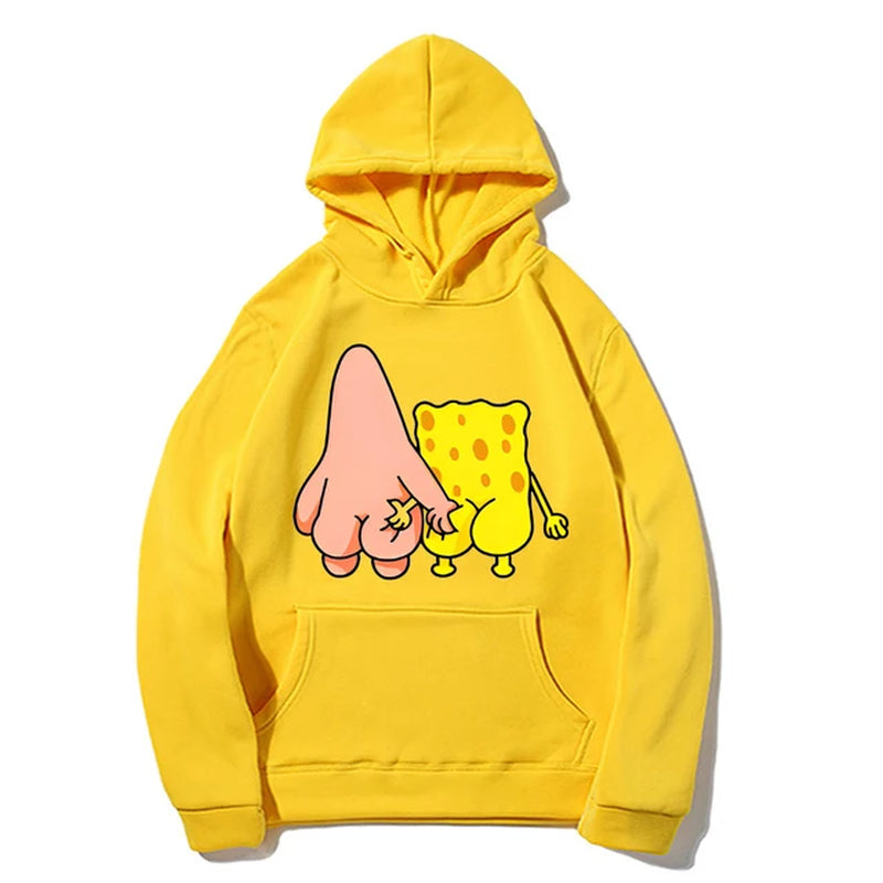 Fun and Funny Spongebob Squarepants and Patrick Star Men'S and Women'S Fashion Anime Street Trend Y2K Leisure Sports Hoodie-Gennys fashion