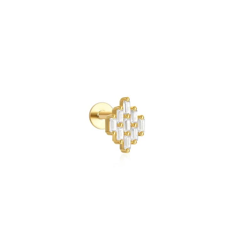 925 Silver Square CZ Stud Earrings-Gennys fashion