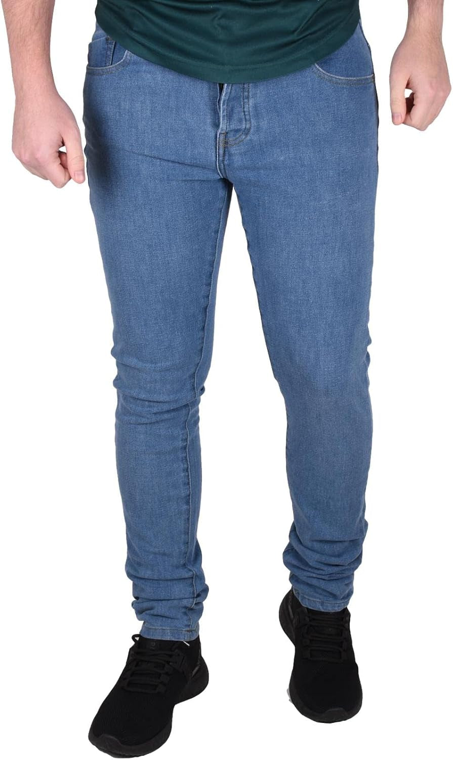 Mens Skinny Jeans Denim Pants Stretch Fit Men Trouser Button Fly Casual Bottom-Gennys fashion
