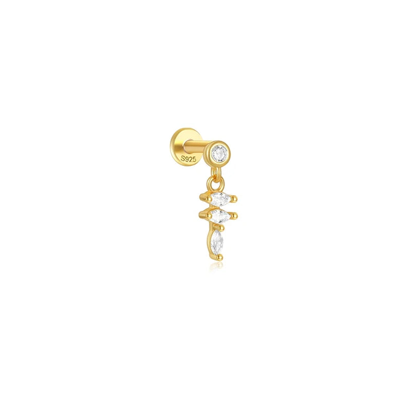 925 Silver Rhombus Zircon Stud Earrings-Gennys fashion
