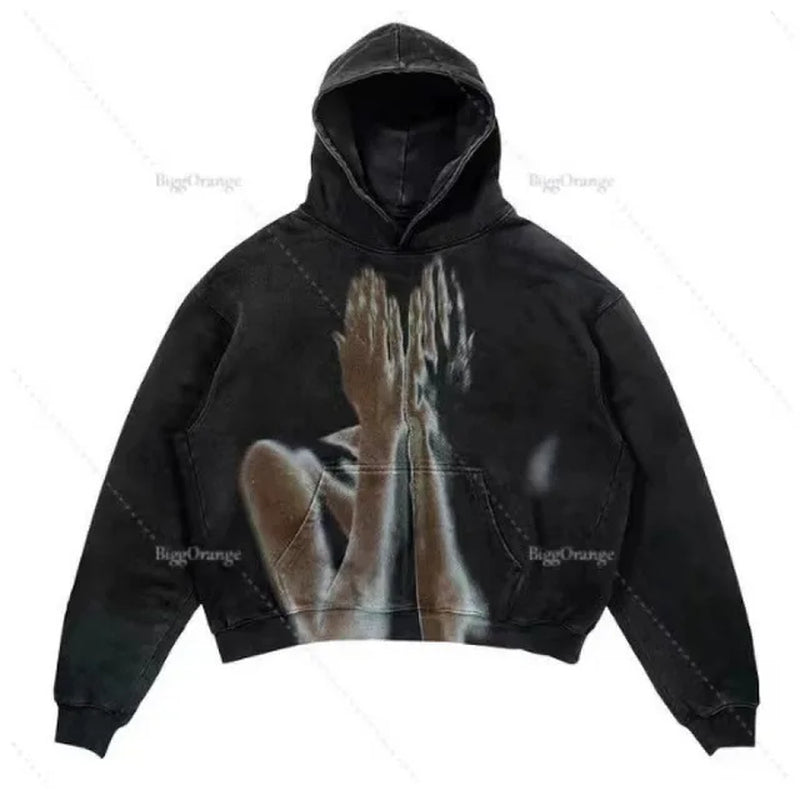 2024 Coats Streetwear Gothic Casual Alphabet Blast Print Pattern Men Clothing Skull Fashion Hoodie Men Harajuku Retro Y2K Hoodie-Gennys fashion