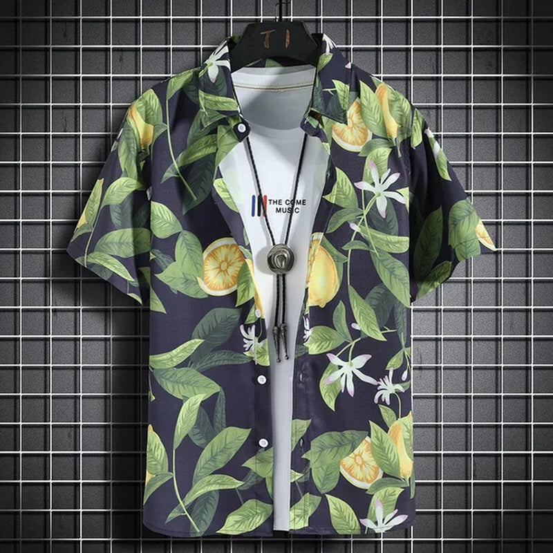 Hawaiian Beach Shirts Men'S Short-Sleeved Casual Shirts Seaside Vacation Quick-Drying Clothes Loose Floral Tops-Gennys fashion