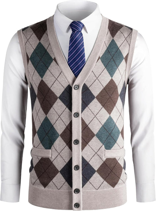 Men's Wool Blend Argyle Sweater Vest