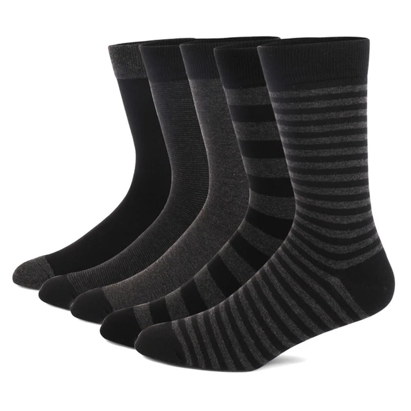 5 Pairs Mens Dress Socks plus Large Size，High Quality Combed Cotton Crew Socks，Black Cool Argyle Breathable Casual Socks for Men-Gennys fashion