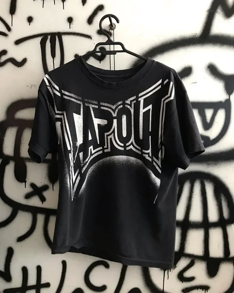 Gothic Summer New Tapout Tshirt Women Cotton Printed Short-Sleeved Y2K Punk round Neck Retro Casual Niche T-Shirt Women Clothing-Gennys fashion