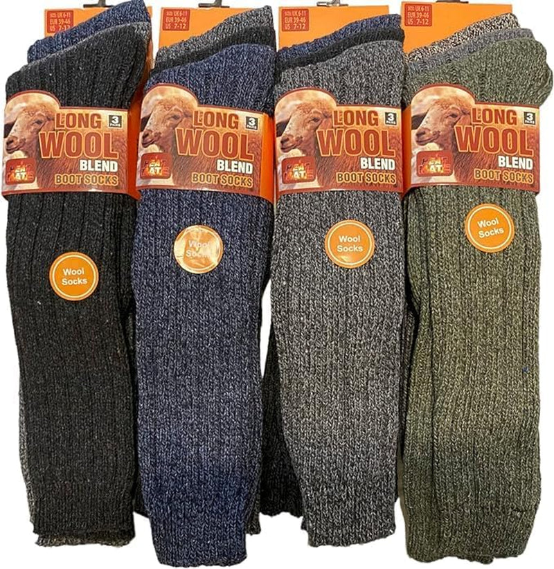 3 Pairs Premium Wool Blend Boot Socks