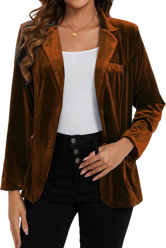 Velvet Blazer Jacket with Pockets