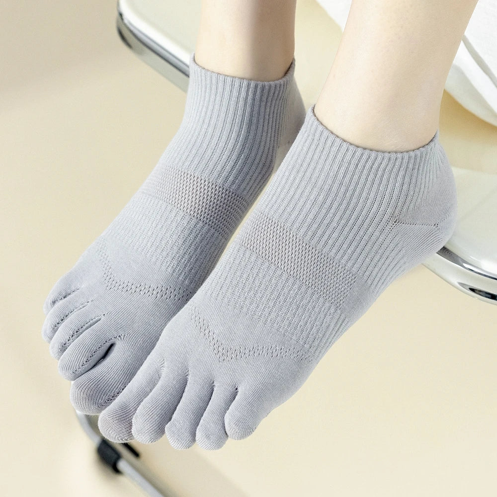 5 Pairs Five Fingers Socks Women Cotton Mesh Summer Toe Socks Sports Anti-Slip Low Cut Ankle Socks with with Separate Fingers-Gennys fashion