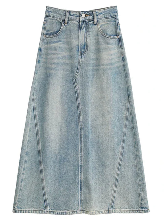 Korean High-Waisted Irregular Denim Skirt