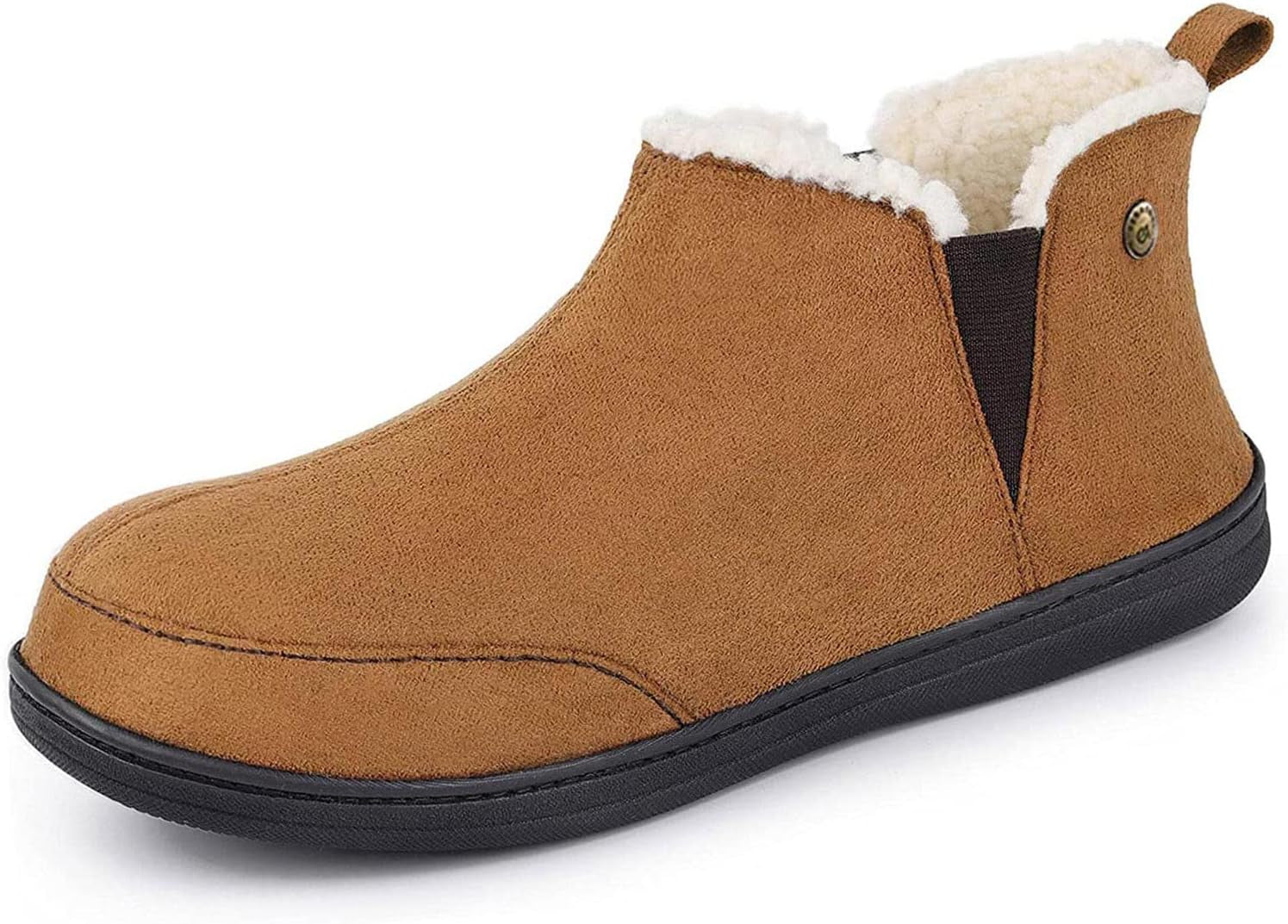 Men's Suede Sheepskin Hi-Top Slippers