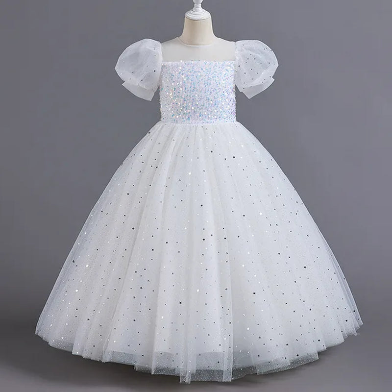 4-14T Girls' Embroidery Wedding Dress Flower Girl Party Luxury Dress Girls' Big Bowknot Fashion Show Fluffy Formal Lace Dress-Gennys fashion