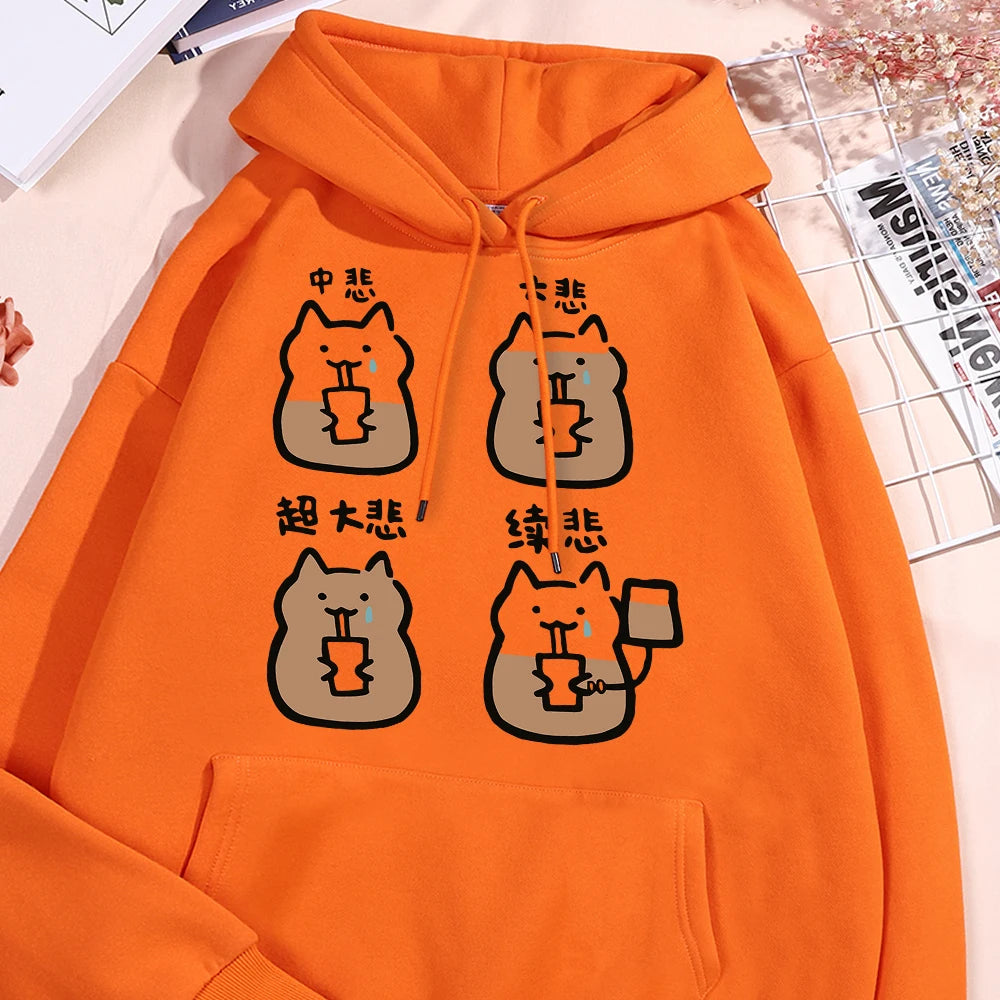 Medium Cup Large Cup Fun Cat Men Women Hoodies Harajuku Street Hoody O-Neck Casual Oversized Clothes Fashion Pullover Sweatshirt-Gennys fashion