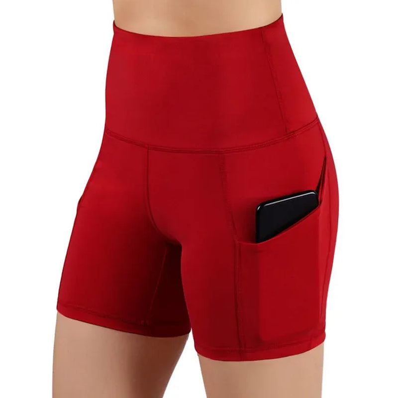 Fashion Women'S Shorts with Pocket High Waist Elastic Yoga Leggings Gym Running Sport Fitness Short Pants-Gennys fashion