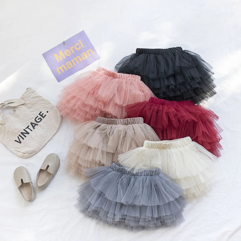 Fashion Baby Girls Tutu Fluffy Skirt Princess Ballet Dance Tutu Mesh Skirt Kids Cake Skirt Cute Girls Clothes-Gennys fashion