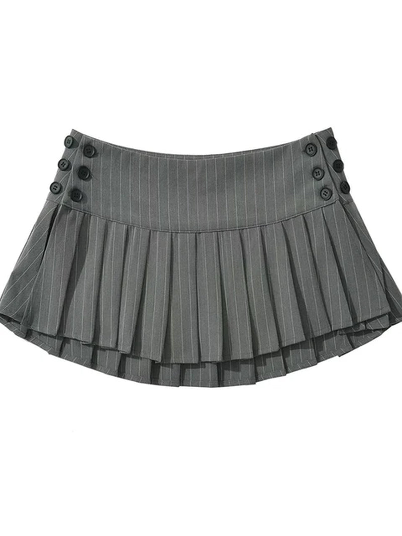 2024 Women New Fashion Preppy Style Plaid Printed Pleated Mini Skirt Hot Sweet Low Waist Sexy Super Short Skirts-Gennys fashion