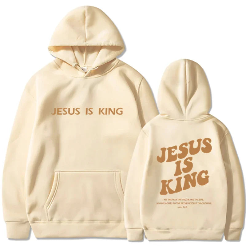 Jesus IS King Hoodie Sweatshirt Men'S and Women'S Harajuku Pullover Street Clothing High Quality Hot Selling Top 2024-Gennys fashion