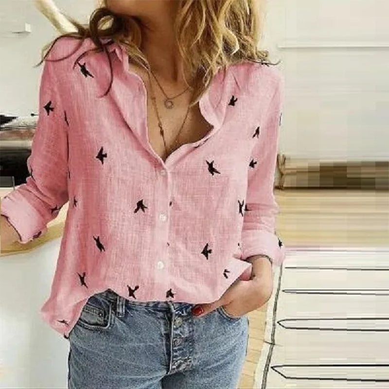 Leisure White Yellow Shirts Button Lapel Cardigan Top Lady Loose Long Sleeve Oversized Shirt Womens Blouses Autumn Blusas Mujer-Gennys fashion