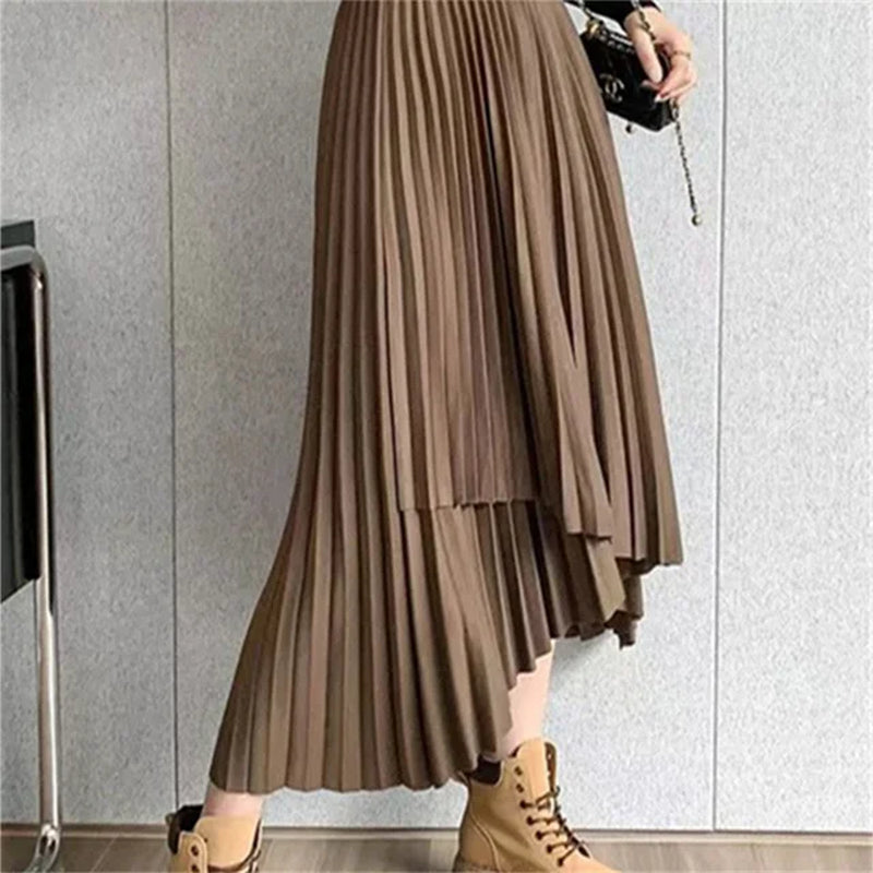 Elegant Mid-Length All-Match High-Waist Slimming Flocking Floral Mesh Long Gauze Skirts Women 2023 Autumn Winter High Waisted-Gennys fashion