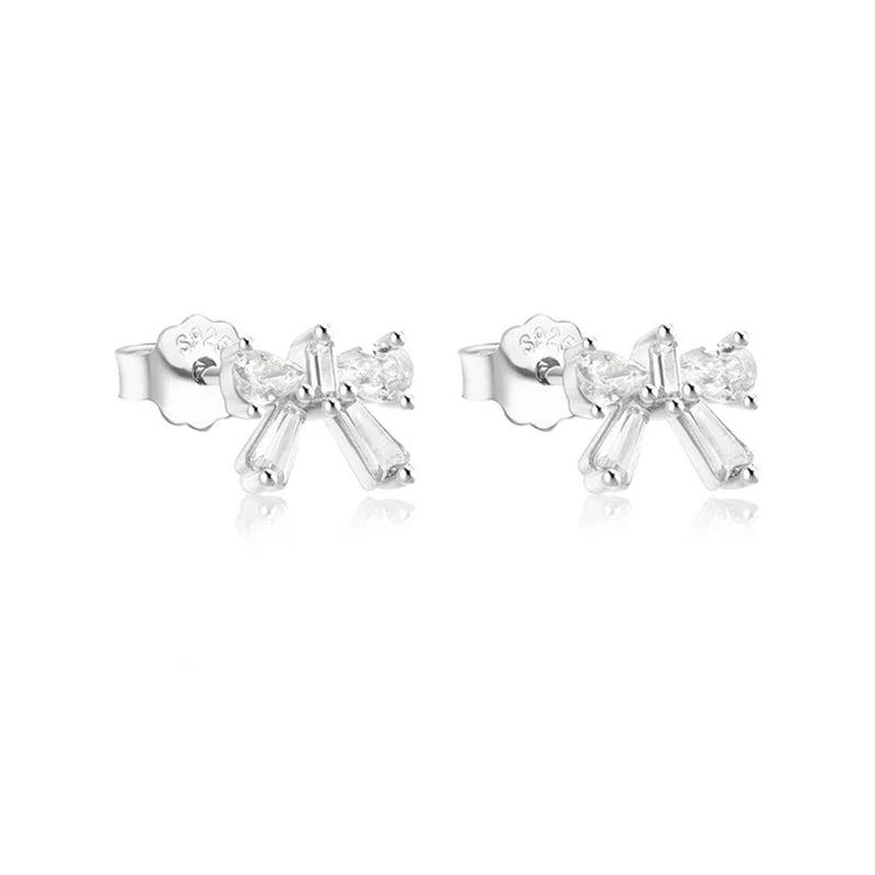 925 Sterling Silver Sweet Bow Mariquesa Zircon Piercing Stud Earrings for Women K Gold Elegant Bohemian Jewelry Party Gift-Gennys fashion