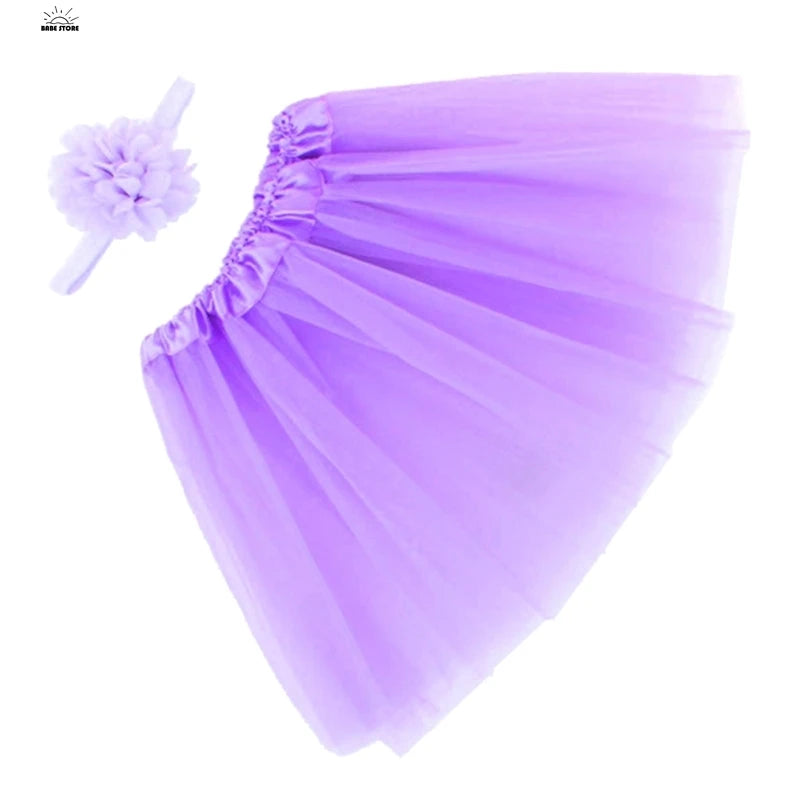 Infant Photograph Outfit Headband & Tulle Tutu Skirt Photo Studio Props Universal Baby Cosplay Costume Dress Shower Gift-Gennys fashion