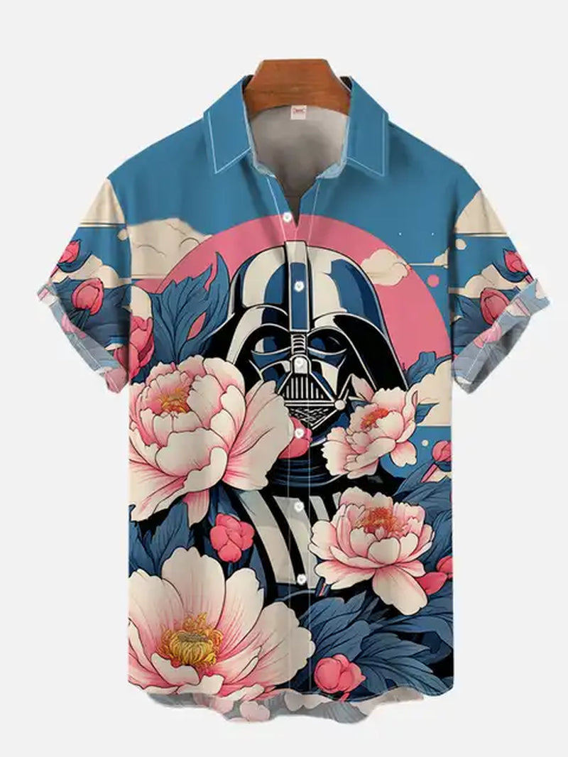 2024 Fashion Ukiyo-E Tropical Floral and Sci-Fi Space Samurai Printing Turndown Collar Hawaiian Short Sleeve Shirt Casual Shirts-Gennys fashion